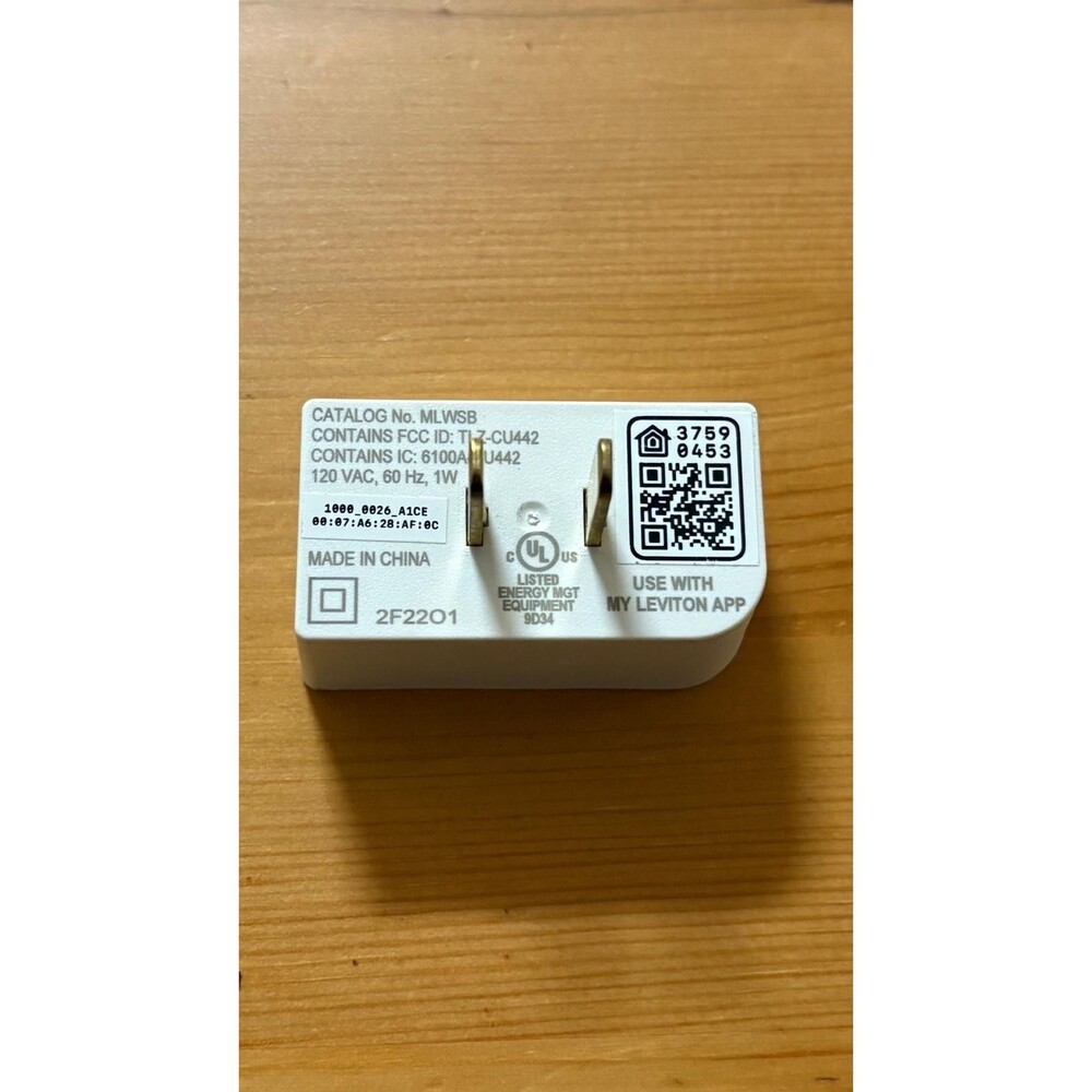 Leviton MLWSB Smart Plug WiFi Outlet Mini Switch 120V Alexa Google